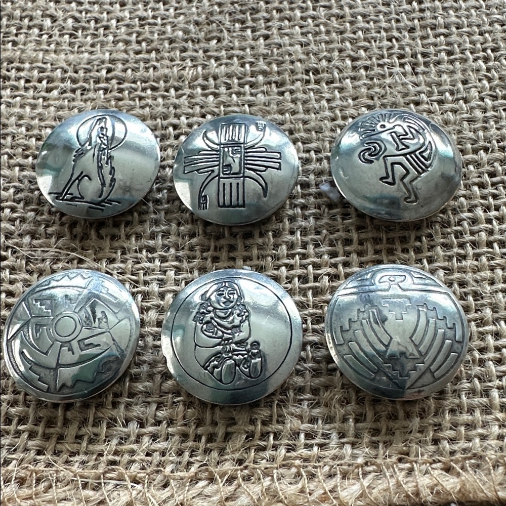 Vintage Native American silver button covers